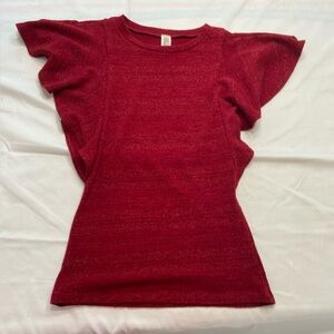 Poema Red Asymmetrical Fitted Blouse